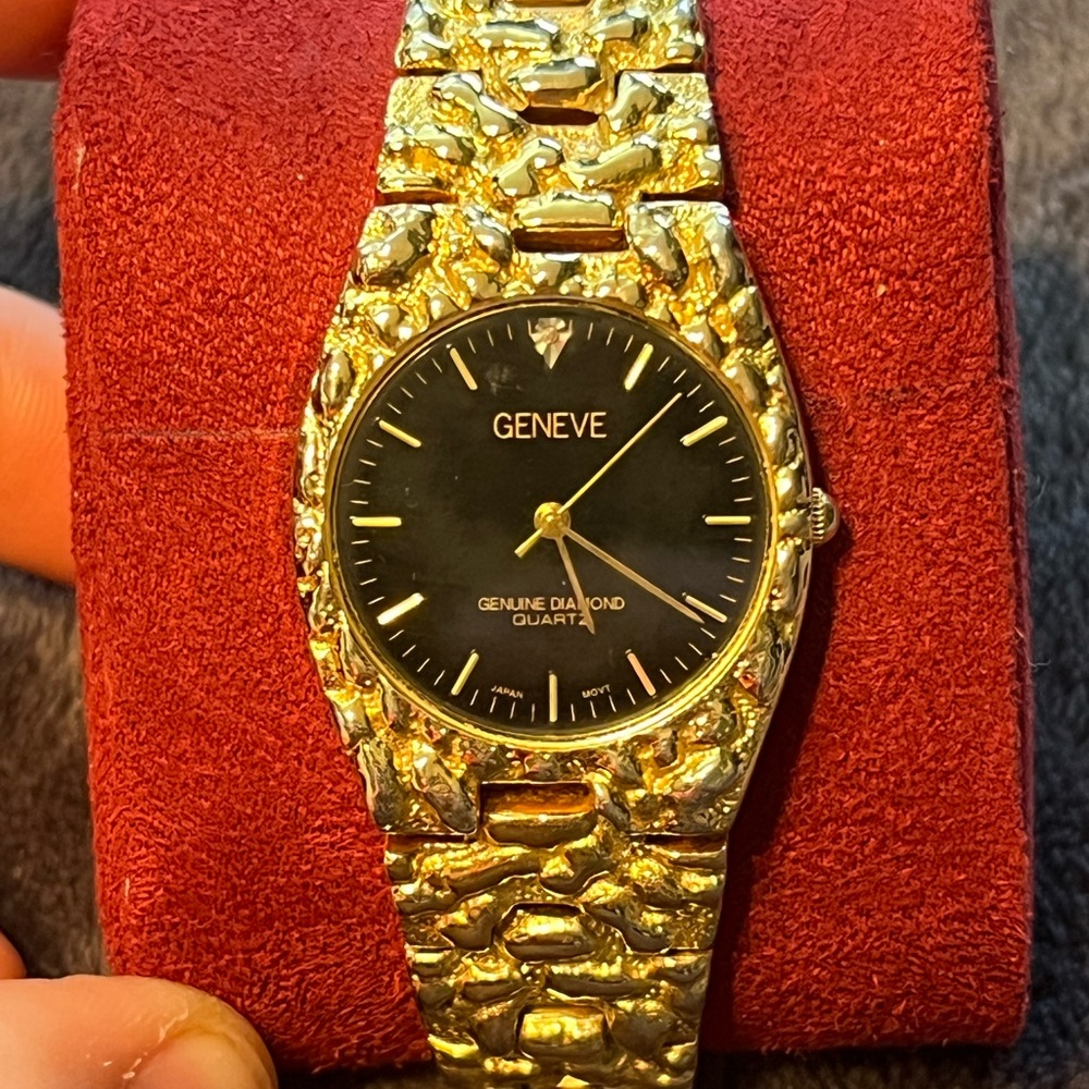 Vintage 80’s Gold and Black Men's Watch